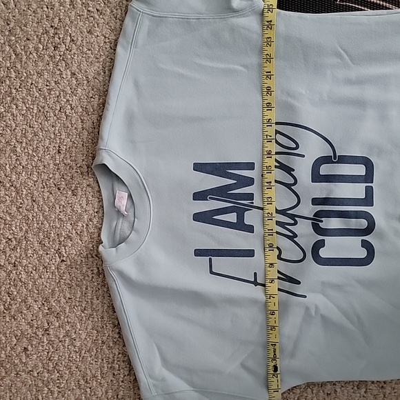 Pink Lily Light Blue Sweatshirt "I Am Freaking Cold" - Picture 4 of 5